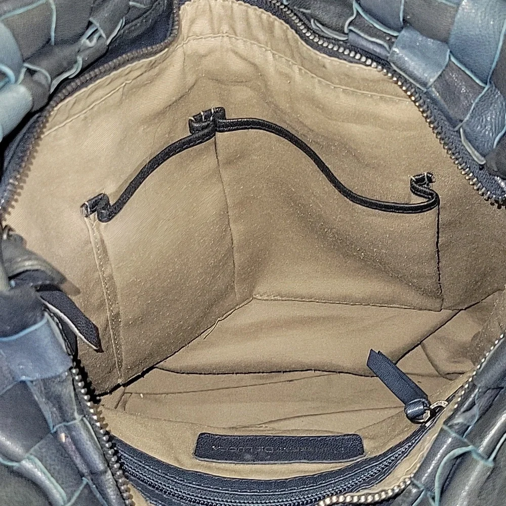 Monserat de Lucca for Anthropologie Blue Woven Leather Tote Bag